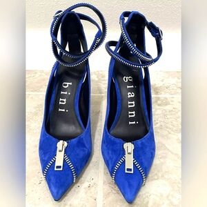 Gianni Bini Blue Stiletto Heel w/ Zipper Ankle Strap - NWOT sz 7